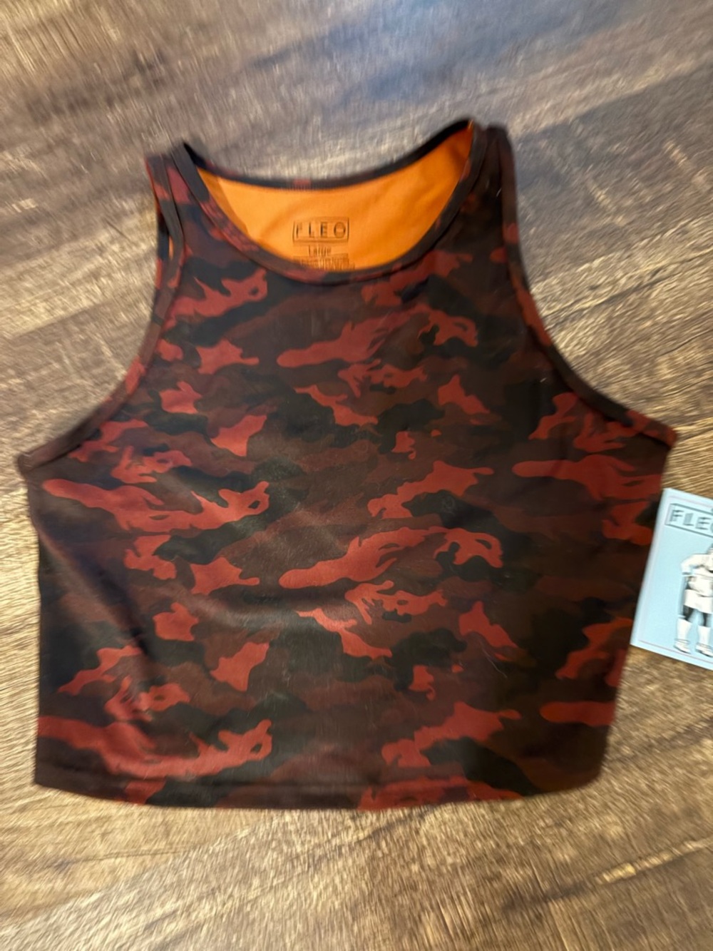Fleo Red & Black Camo Crop Tank Top